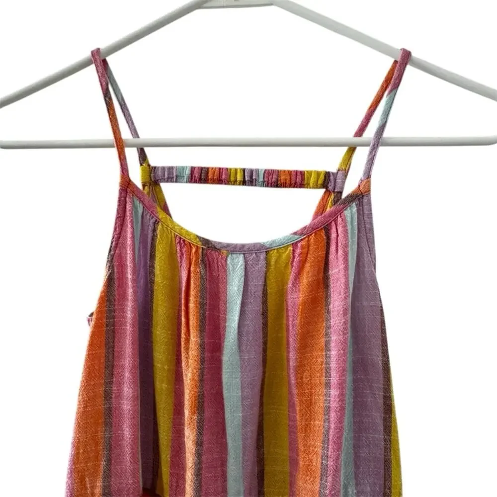 Cat & Jack Girls Striped Multi Colored Maxi Dress Size XL (14) Linen Blend